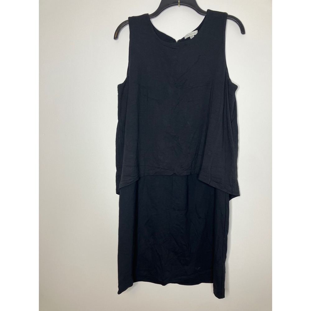 Garnet Hill black midi dress cape overlay tie in back sleeveless women's medium